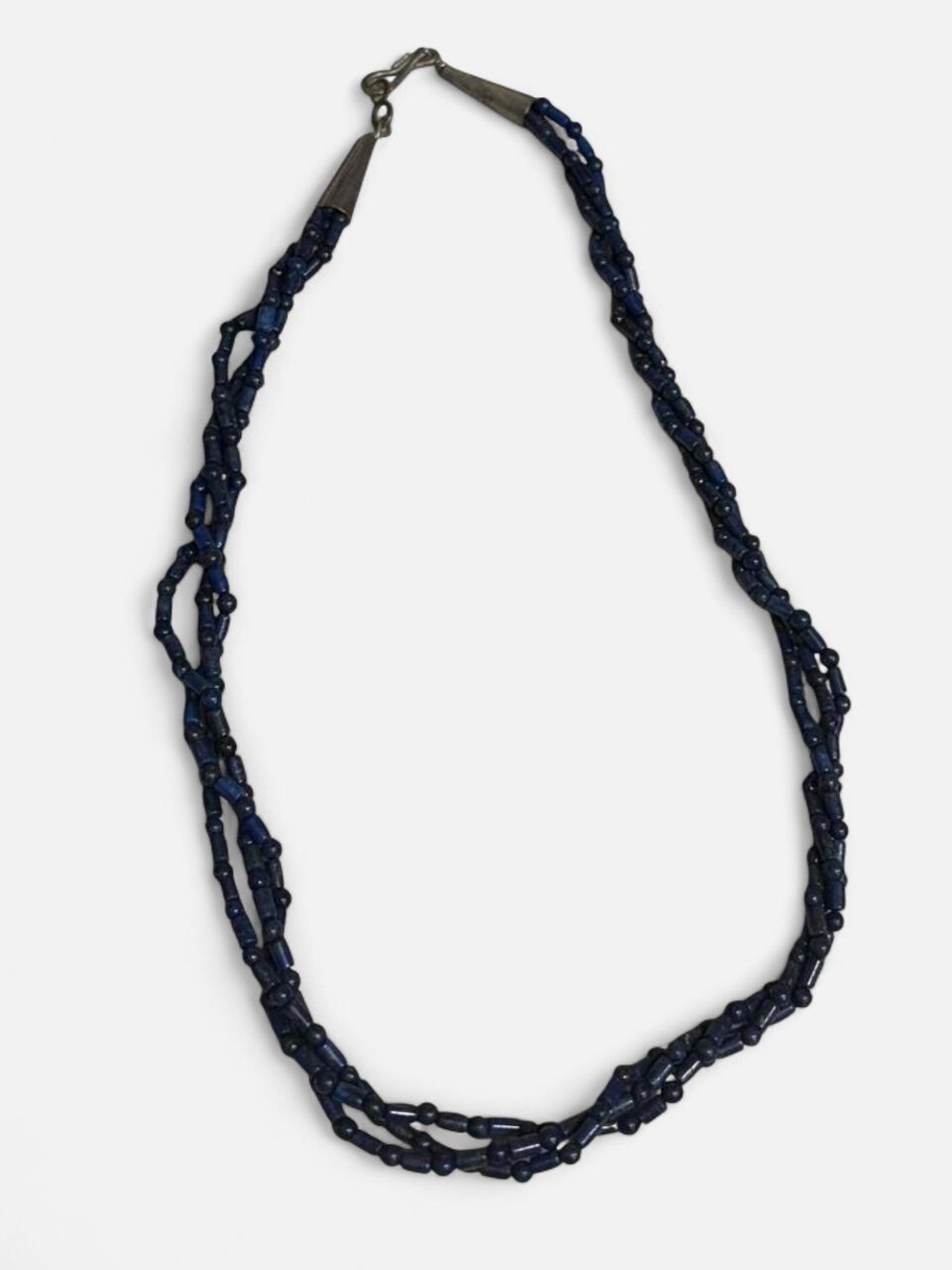 Handmade Vintage Lapis Lazuli Tube Beaded Necklace